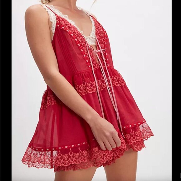 Free People Pants - Free People Sweet On You Red Romper